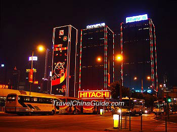 Golden Bauhinia Square at night, Hong Kong